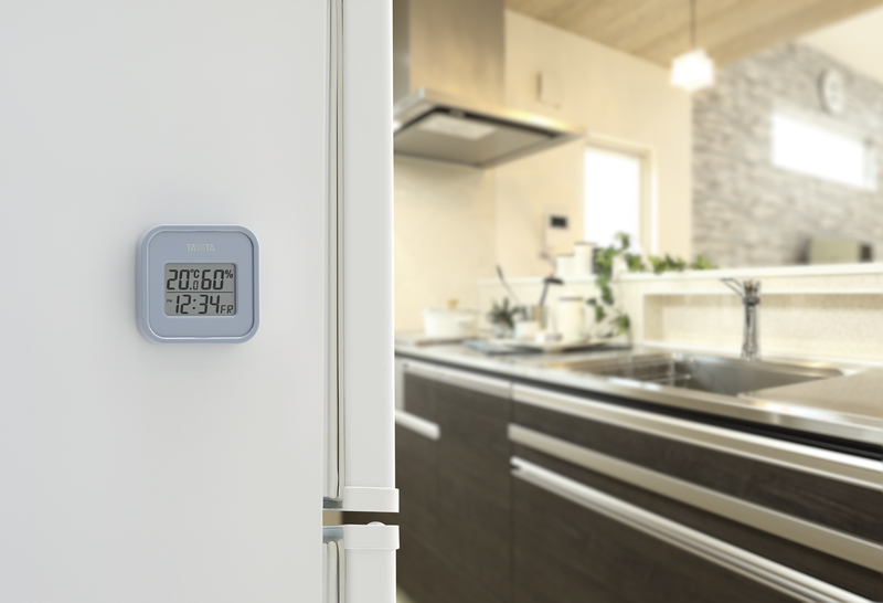 デジタル温湿度計 ブルーグレー