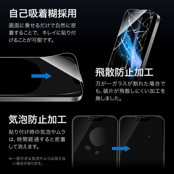 iPhone 16e/iPhone 14/iPhone 13 ガラスフィルム「GLASS PREMIUM FILM」 2枚入り ブルーライトカット