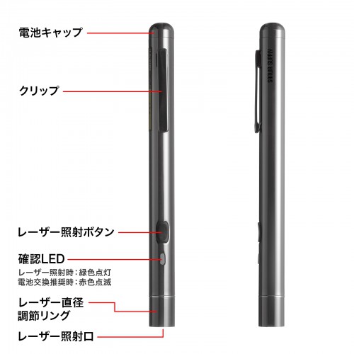 照射径可変グリーンレーザーポインター
