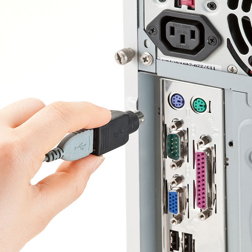 有線ブルーLEDマウス（USB-PS/2変換アダプタ付き・ブラック）