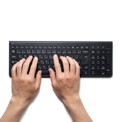 ワイヤレススリムキーボード（テンキー付き・ブラック）