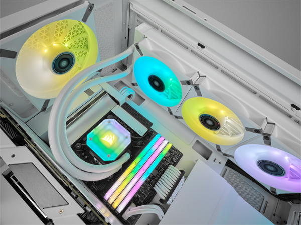 PCケースファン iCUE ML140 RGB ELITE White Flame with iCUE Lighting Node CORE -Dual Pack-