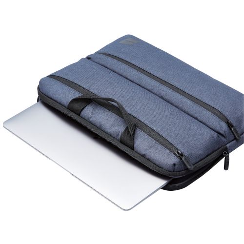 パソコンケース/リサイクル素材/横型/取っ手付き/ショルダーベルト付き/手提げ/撥水/14.0インチ/ネイビー
