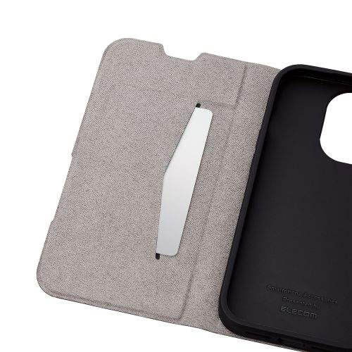 iPhone 14 Pro用レザーケース/手帳型/UltraSlim/薄型/磁石付き/カーボン調(ブラック)