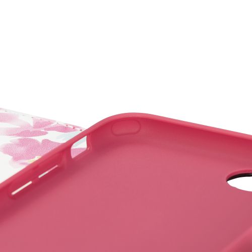 iPhone SE 第3世代/SE 第2世代/8/7用レザーケース/手帳型/UltraSlim/Flowers/薄型/磁石付き/ディープピンク