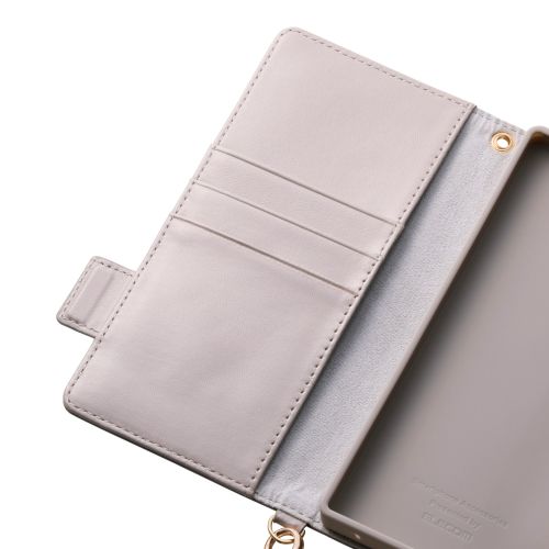 AQUOS R10/ソフトレザーケース/磁石付/耐衝撃/ハンドストラップ付/グレージュ