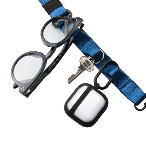 スマホショルダーストラップ/ステンレスストラップホールシート付属(1口タイプ×1枚)/フラット型/ループ付/ネイビー