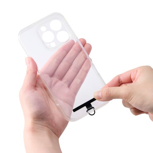 スマホショルダーストラップ/伸縮/こぶ紐/軽量/反射糸/ステンレスストラップホールシート付属(1口タイプ×1枚)/チャコール