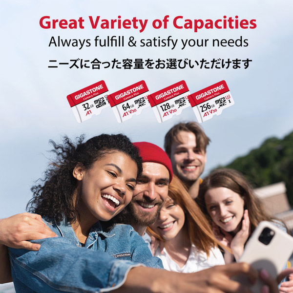 microSDXCカード 256GB SDカードケース付き UHS-I U1 A1スペック 最大読み取り速度100MB/s 4K & Full HDビデオ撮影対応