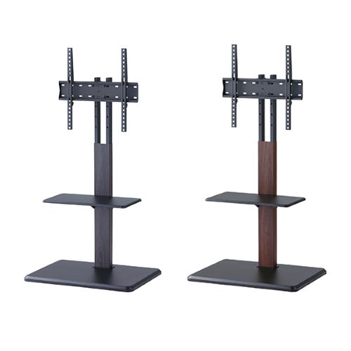 壁寄せテレビスタンド（左右首振り）/ダークブラウン木目調KFシリーズ ～65V型対応