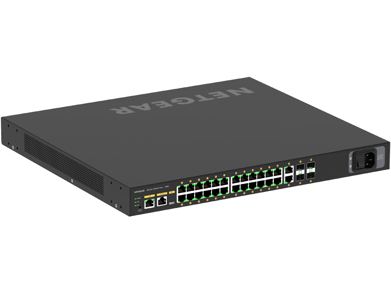 ProAV向けPoE+対応 (480W) 1Gポート×26 SFP+スロット×4 フルマネージスイッチ