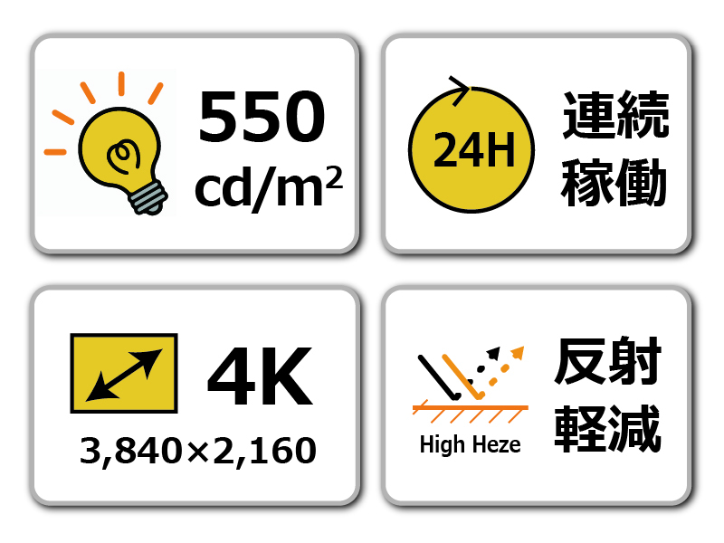 50V型インフォメーションディスプレイ/3840×2160/HDMI、DP、USB-C/黒/スピーカー有/550cd/m2/24時間/デイジーチェーン/無償オンサイト3年保証/スタンダードモデル