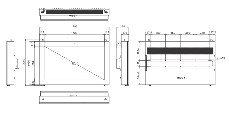 屋外サイネージディスプレイ（壁付けタイプ） 65型/1920×1080/HDMI、USB2.0、SD/ブラック/スピーカー：あり