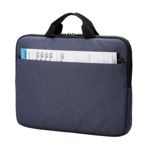 パソコンケース/リサイクル素材/横型/取っ手付き/ショルダーベルト付き/手提げ/撥水/14.0インチ/ネイビー