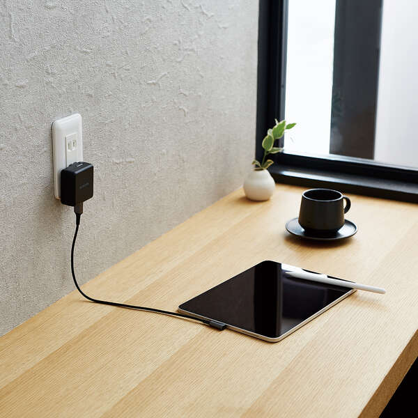 USB Type-Cケーブル/スマホ用/USB(A-C)/認証品/L字コネクタ/抗菌・抗ウイルス/1.2m/ブラック