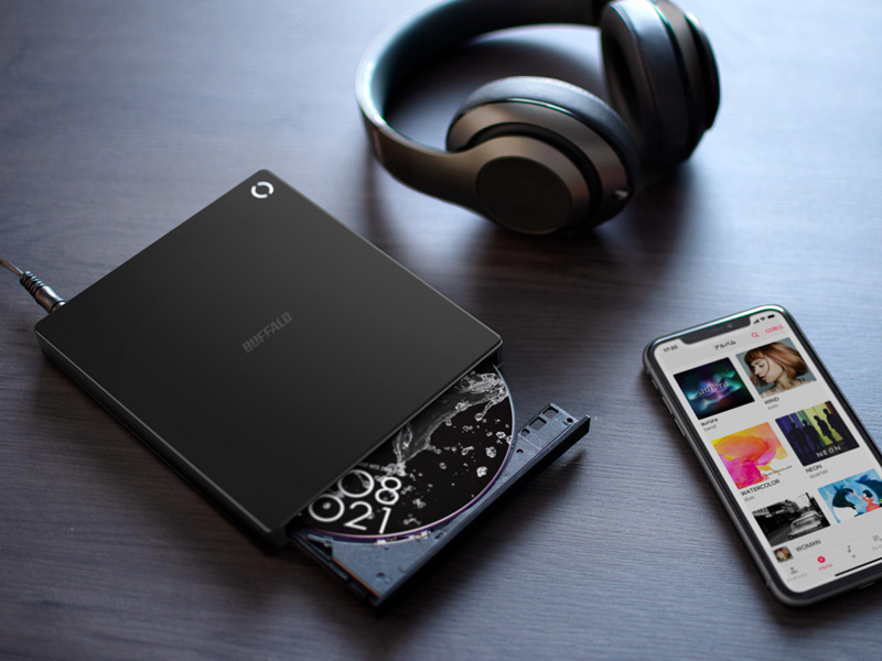 スマートフォン用CDレコーダー「ラクレコ+」 Wi-Fiモデル ブラック