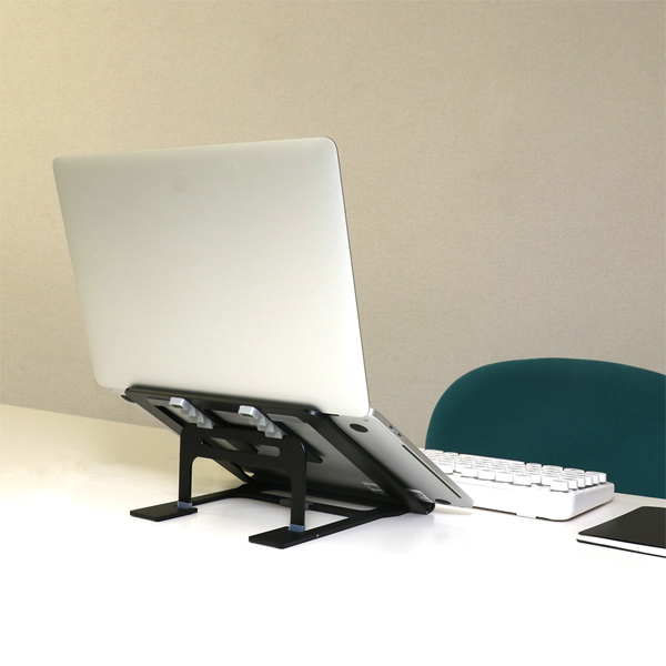 ノートパソコン用折りたたみアルミスタンド ブラック