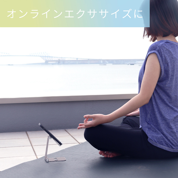 MOTTERU スタンドに乗せたまま充電 角度調整できるアルミスタンド スマートフォン/タブレット対応 1年保証 ブルー 製品サイズ約76(W)×27(D)×130(H)mm