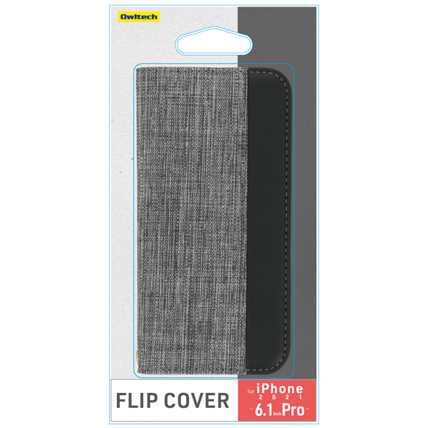 ファブリック素材とPUレザーを縦にあしらったバイカラーデザイン iPhone 13 Pro専用 THE PUレザー手帳型ケース グレー×ブラック 約78(W)×17.5(D)×150.5(H)mm