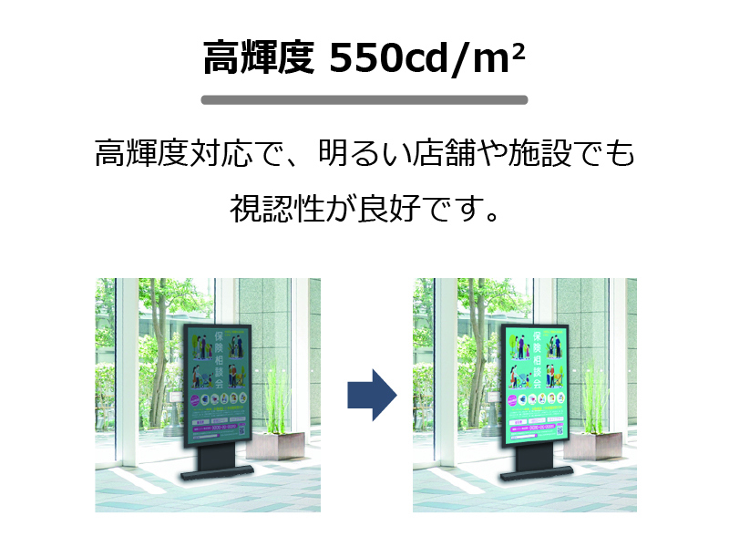 50V型インフォメーションディスプレイ/3840×2160/HDMI、DP、USB-C/黒/スピーカー有/550cd/m2/24時間/デイジーチェーン/無償オンサイト3年保証/スタンダードモデル