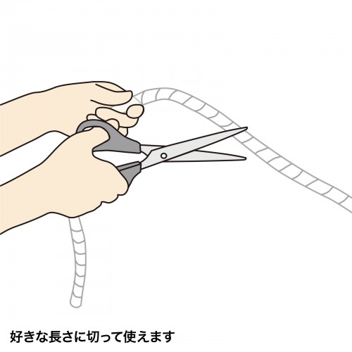 ケーブルタイ（スパイラル・2m巻き・内寸直径4mm・ホワイト）