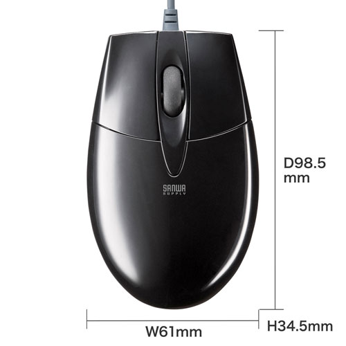 有線ブルーLEDマウス（USB-PS/2変換アダプタ付き・ブラック）