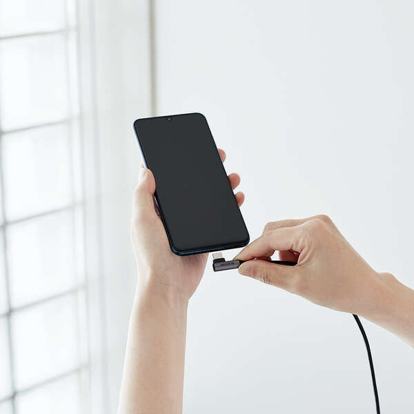 USB Type-Cケーブル/スマホ用/USB(A-C)/認証品/L字コネクタ/抗菌・抗ウイルス/1.2m/ブラック