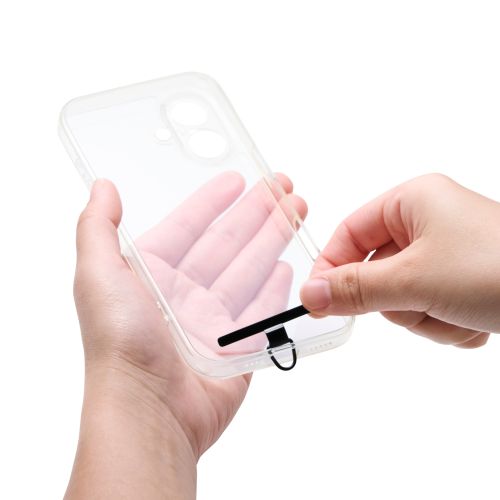 スマホハンドストラップ/伸縮/こぶ紐/軽量/反射糸/ステンレスストラップホールシート付属(1口タイプ×1枚)/オレンジ