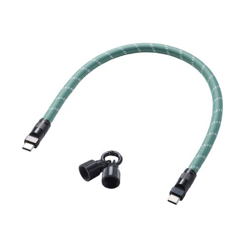 スマホハンドストラップ/ケーブルショルダー/ストラップホールシート付属(1口タイプ×1枚)/カーキストライプ