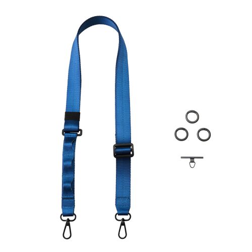 スマホショルダーストラップ/ステンレスストラップホールシート付属(1口タイプ×1枚)/フラット型/ループ付/カラビナ付/ネイビー
