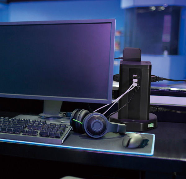 タワー型集中スイッチ付タップ 12P 4USB