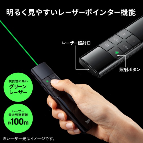 2WAYプレゼンター（グリーンレーザー・マウス操作対応・タイマー機能付き）