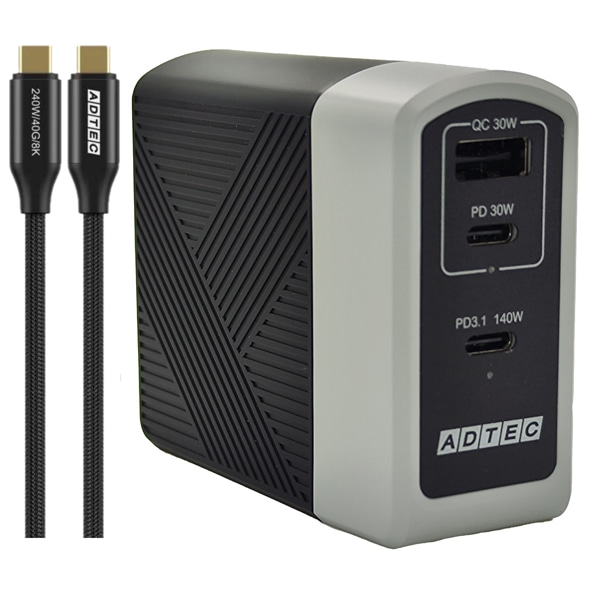 Power Delivery 3.1Ή GaN AC[d/140W/USB Type-C 2|[g Type-A 1|[g/ubN & Type-C to CP[uZbg