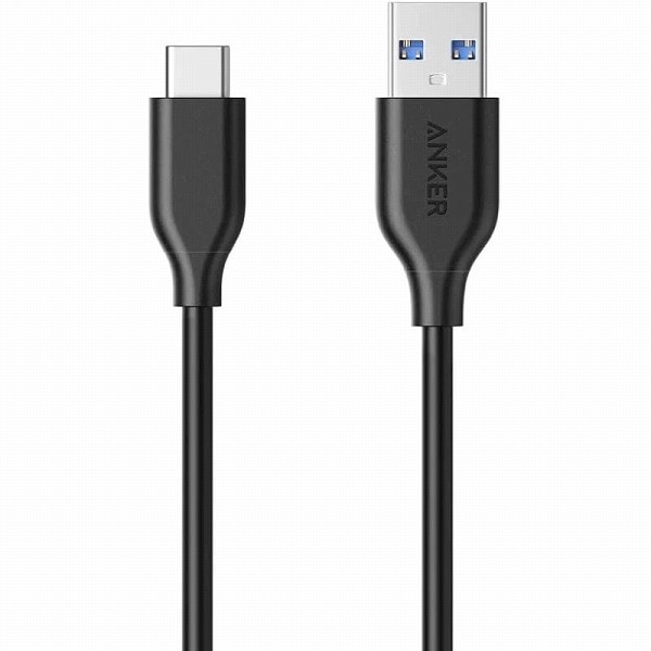 Anker PowerLine USB-C & USB-A P[u (USB3.0Ή) Xperia/Galaxy/LG/iPad Pro/MacBook ̑ Android Ή 0.9m (ubN)