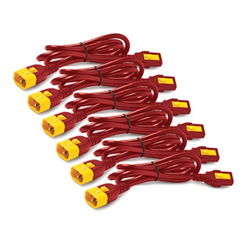 Power Cord Kit (6 ea) Locking C13 to C14 0.6m Red