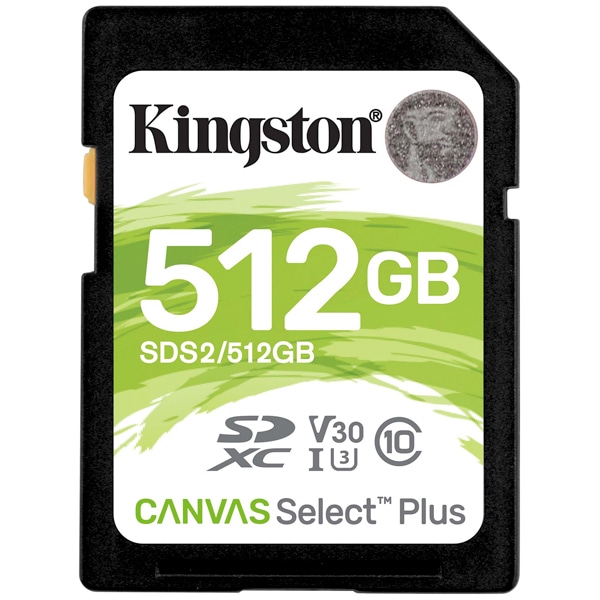 512GB Canvas Select Plus SDXCJ[h Class10 UHS-I U3 V30 100MB/s Read 85MB/s Write