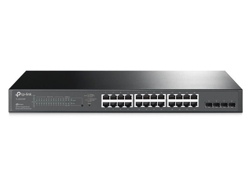 JetStream 24-Port Gigabit Smart PoE+ Switch with 4 SFP Slots