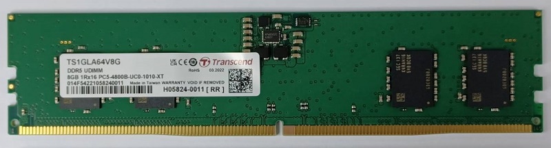 8GB DDR5 4800 U-DIMM 1Rx16 1Gx16 CL40 1.1V