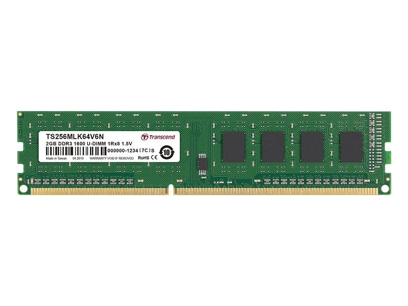 2GB DDR3 1600 U-DIMM 1Rx8 256Mx8 CL11 1.5V