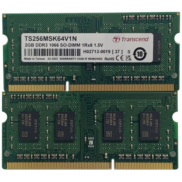 2GB DDR3 1066 SO-DIMM 1Rx8 256Mx8 CL7 1.5V