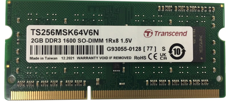 2GB DDR3 1600 SO-DIMM 1Rx8 256Mx8 CL11 1.5V