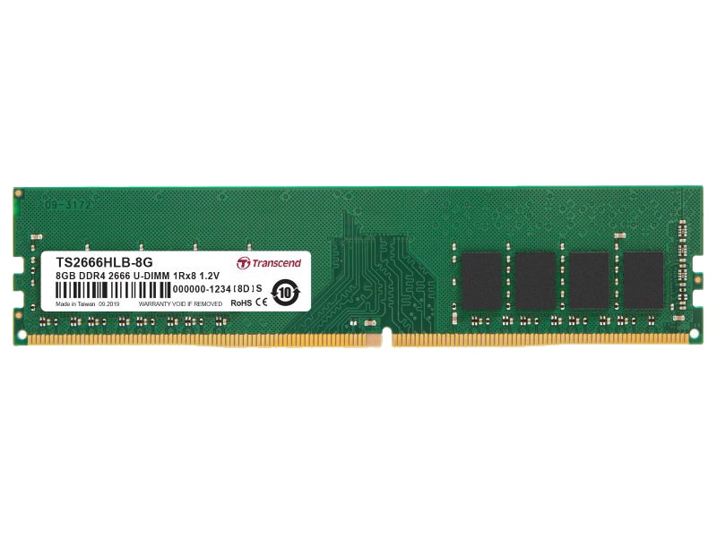 8GB DDR4 2666 U-DIMM 1Rx8 1Gx8 CL19 1.2V