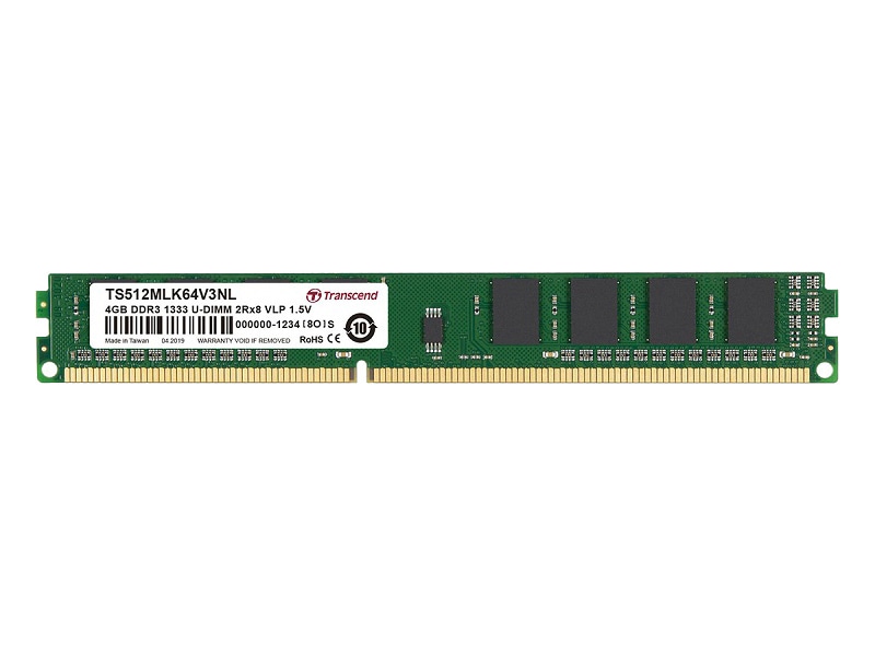 4GB DDR3 1333 U-DIMM 2Rx8 VLP 256Mx8 CL9 1.5V