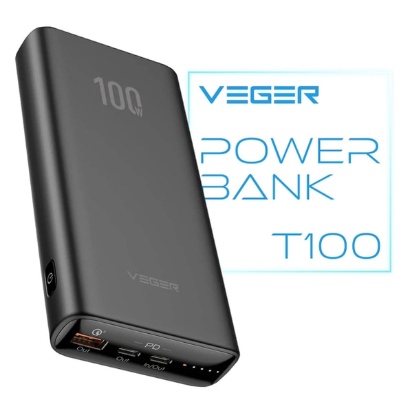 VEGER Power Bank T100 20000mAh 100Wo eʃoCobe[ 3䓯ɏ[d\