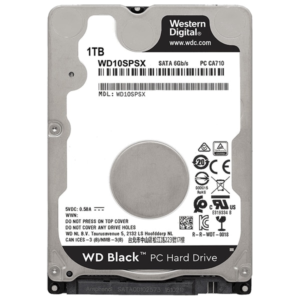 WD BlackV[Y 2.5C`HDD 1TB SATA3i6Gb/sj 7mm WD10SPSX