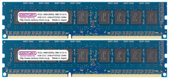 T[o[/WSp PC3L-14900/DDR3L-1866 16GB kit(8GBx2) 240pin ECC UDIMM 1.5V/1.35Vp {