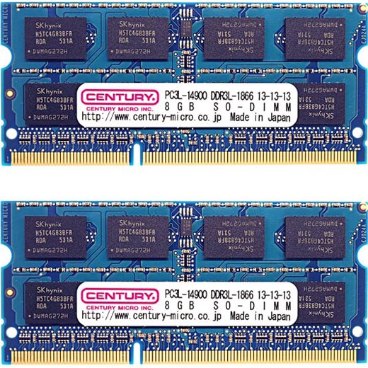 m[gp PC3L-14900/DDR3L-1866 16GB kit(8GBx2) 204pin SODIMM 1.5/1.35Vp {