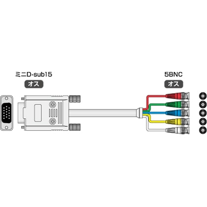 PC/AT݊@pCRTϊP[u ~jDsub15s(IX)-5BNC(IX) 4m