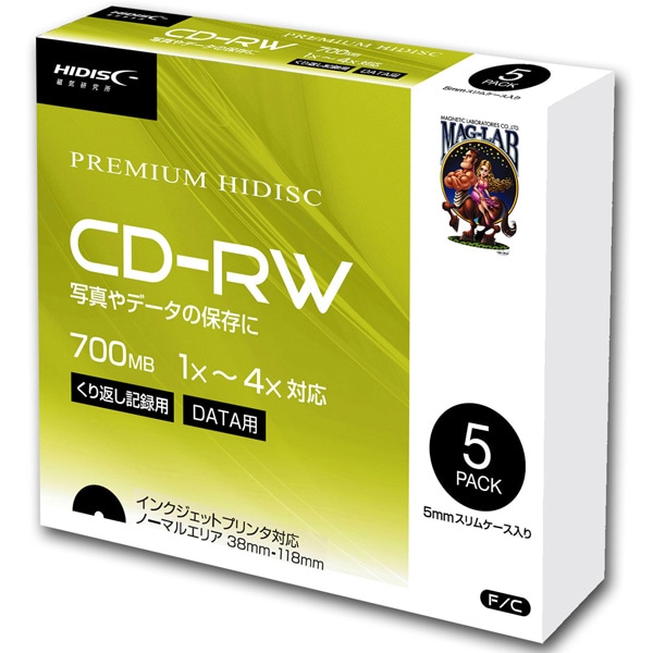 HIDISC f[^pCD-RW 700MB 4{ CNWFbgv^Ή XP[X5