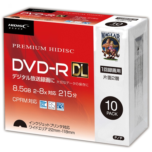 HIDISC ^pDVD-R DL 8.5GB 8{ CNWFbgv^Ή XP[X10